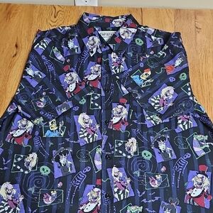 RSVLTS Black and Purple Graphic Button Down Shirt